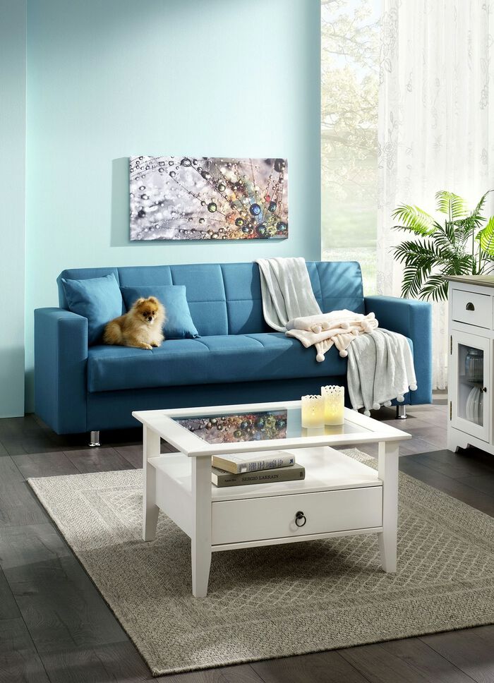 Klick-Klack-Sofa mit Dekokissen BLAU
