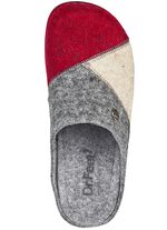 Laurina, klassische Damen-Hausschuhe, Weite H, mit anatomisch geformtem Fussbett GRANATROT-ECRU-GRAU