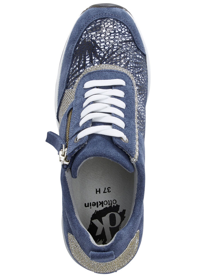 ELENA EDEN Schnürschuh mit glänzend bedrucktem Elastikmaterial BLAU