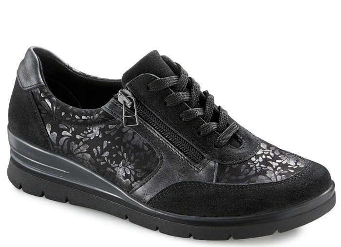 Schnürschuh mi Seitenreissverschluss SCHWARZ