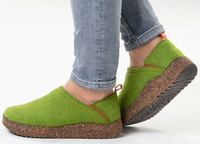 Gemini, komfortable Damen-Hausschuhe, Weite G, mit herausnehmbarem Fussbett GR&Uuml;N