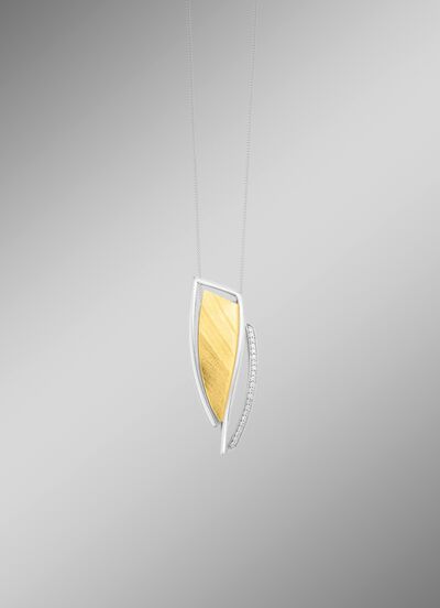 Moderner Anh&auml;nger in Bicolor mit Zirkonia 