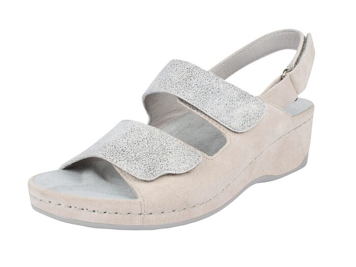 Bequeme Klett-Sandalette aus Velours-Leder 