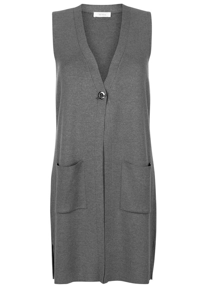 Gilet mit dekorativem Verschluss GRAU MELIERT