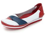Gemini, klassische Damen-Slipper, Weite G, mit herausnehmbarem Fussbett WEISS-ROT-MARINE