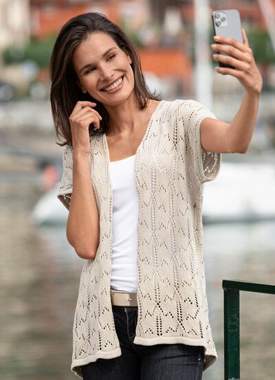 Gilet mit Ajourmuster 