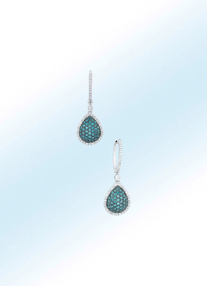 Creolen mit 94 weissen und 84 blauen Brillanten