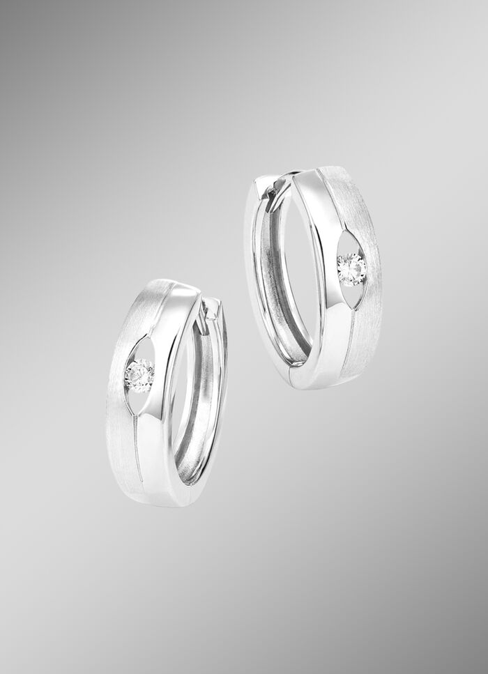 Klappcreolen aus Silber 925/- fein mit synth. Zirkonia 