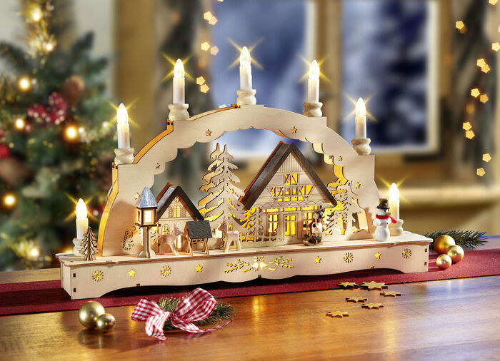 Lichterbogen aus Holz, Trafo-/batteriebetrieben 