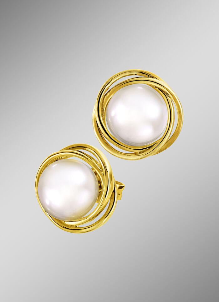 Ohrstecker mit S&uuml;sswasser-Zuchtperlen-Bouton 