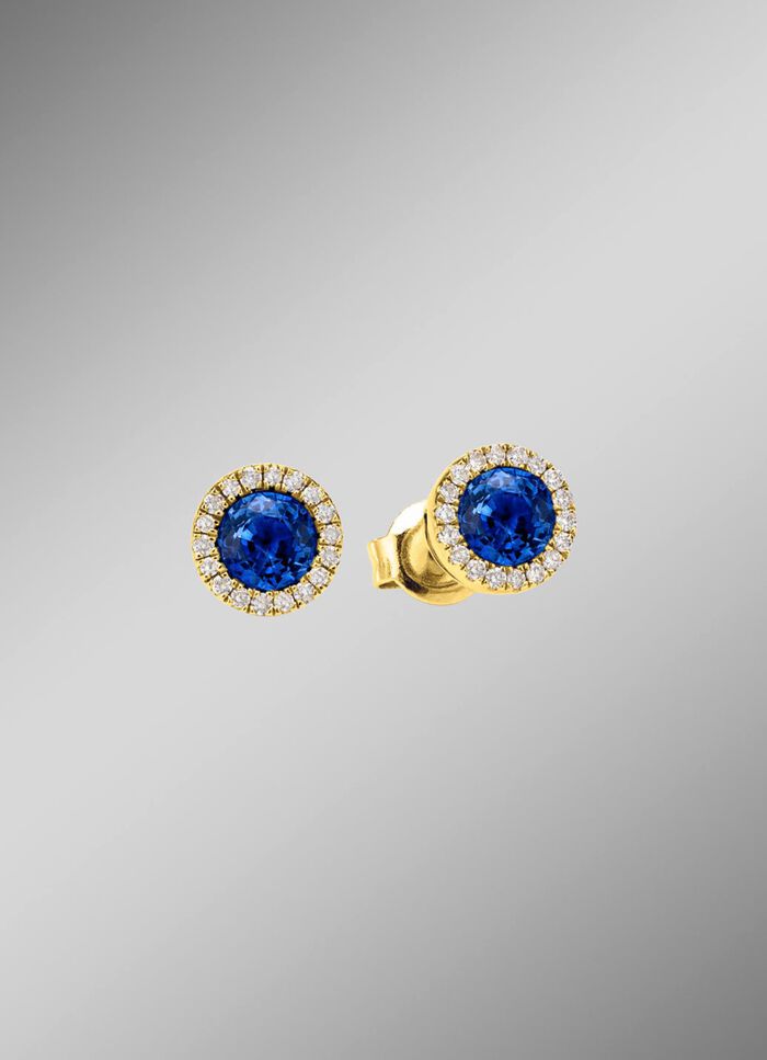 Strahlende Eleganz: Ohrstecker mit echt Saphir und 36 Brillanten 