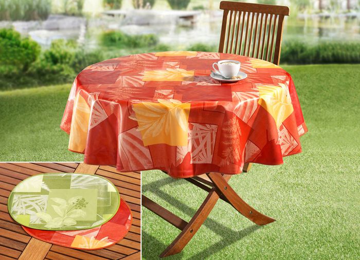 Wachstuch-Serie mit farblich abgestimmtem Schr&auml;gband TERRA