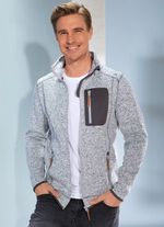 Strickfleece-Kurzjacke MITTELGRAU MELIERT