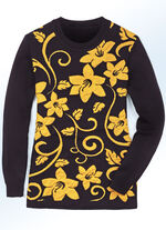 Pullover mit Jacquardmuster und Cloqué-Effekten GELB-SCHWARZ