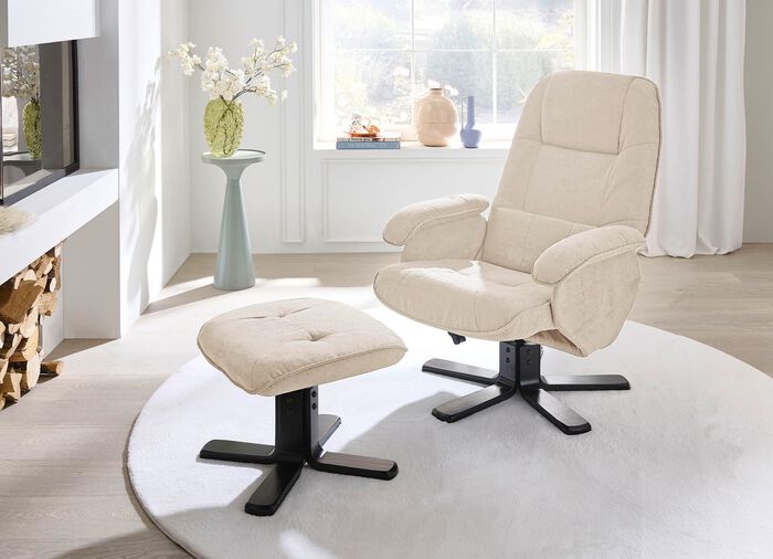 Relax-Sessel mit Hocker CREME