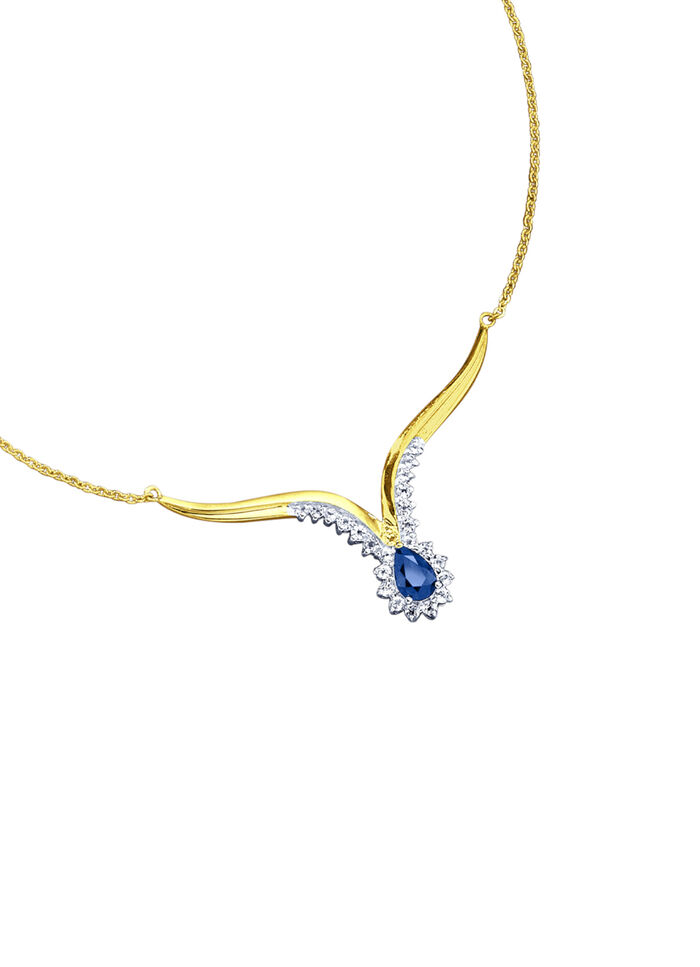 Halskette mit echt Safir und echten Weisstopasen 