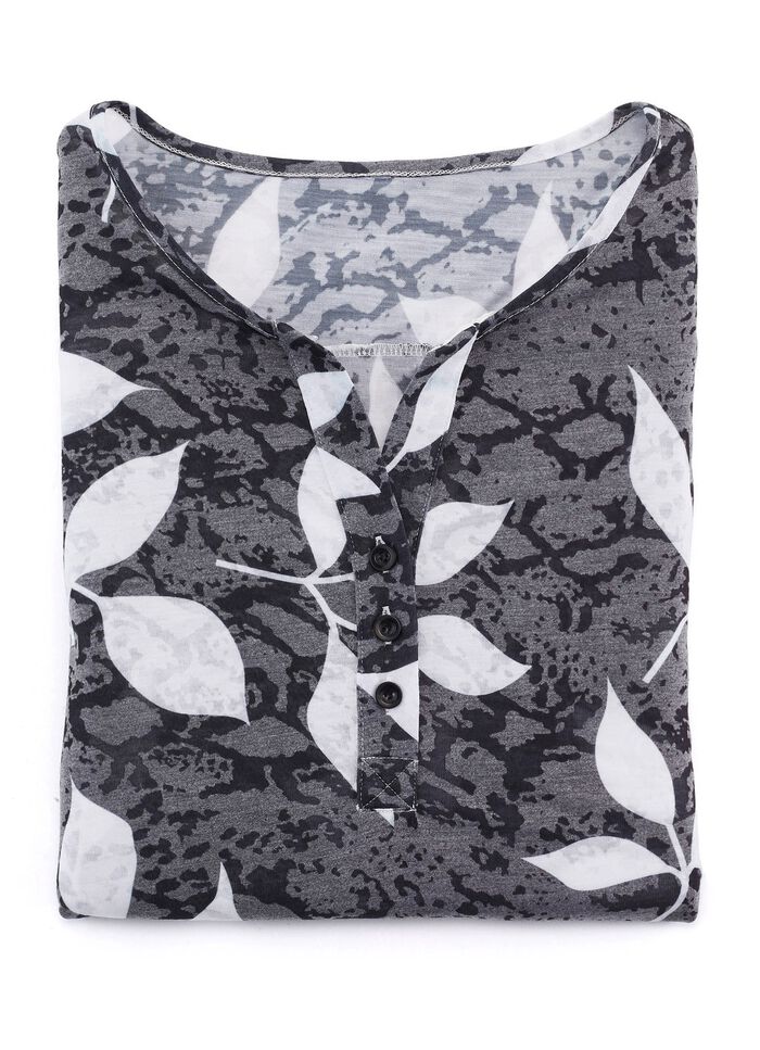 Allover gemustertes Shirt mit V-Ausschnitt in 3 Farben GRAU-WEISS