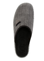 Textil-Pantoffel mit anatomisch geformtem Fussbett GRAU-SCHWARZ