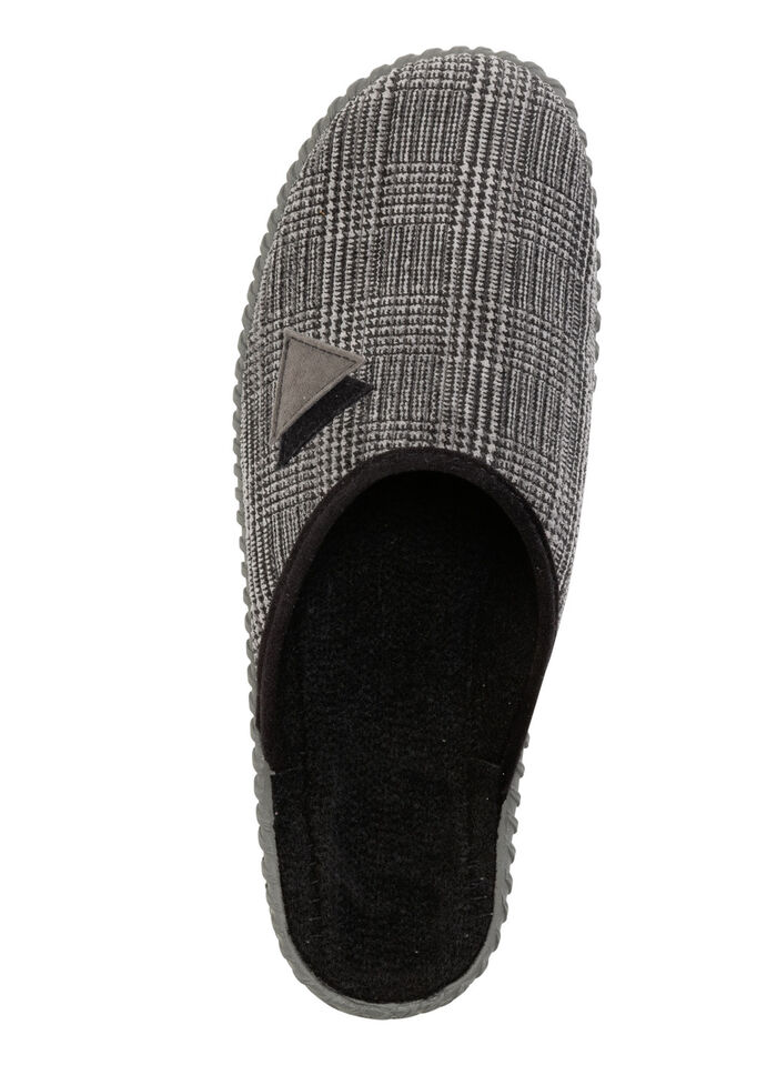 Textil-Pantoffel mit anatomisch geformtem Fussbett GRAU-SCHWARZ