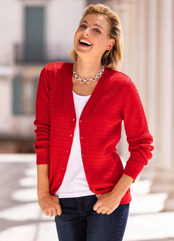 Strickjacke mit Z&ouml;pfchendessin ROT