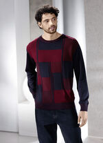 Rundhalspullover in 2 Farben BORDEAUX-MARINE MELIERT