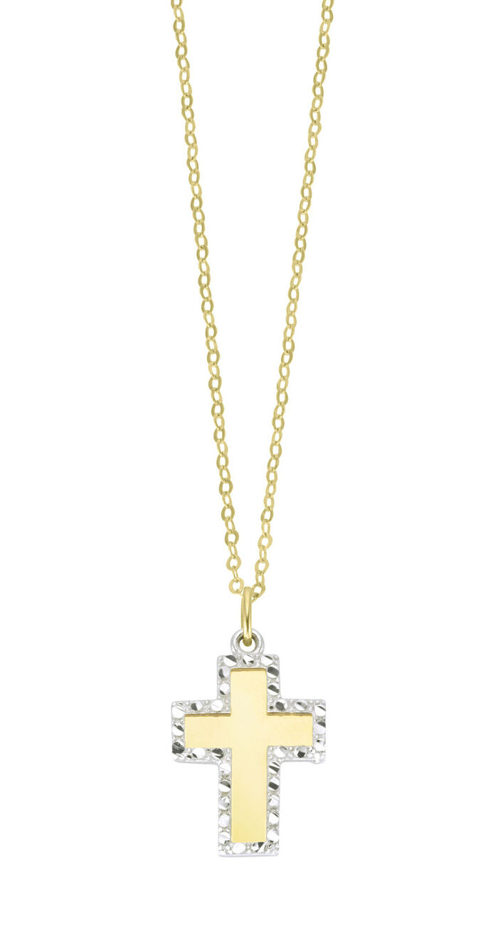 Toller Kreuz-Anh&auml;nger in Bicolor mit Ankerkette 