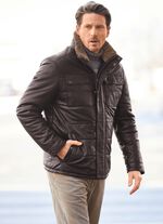 Lederkurzjacke mit echtem Lammfellbesatz 