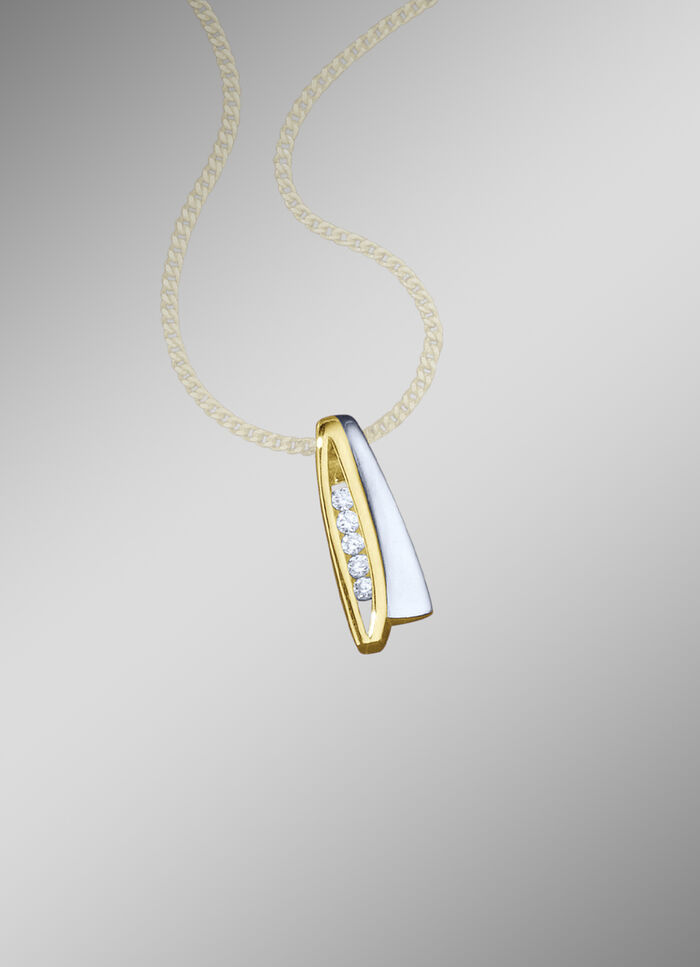 Anh&auml;nger in Bicolor mit synth. Zirkonia 