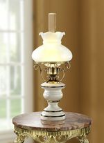 Tischlampe aus messingbeschichtetem Eisen und Holz 