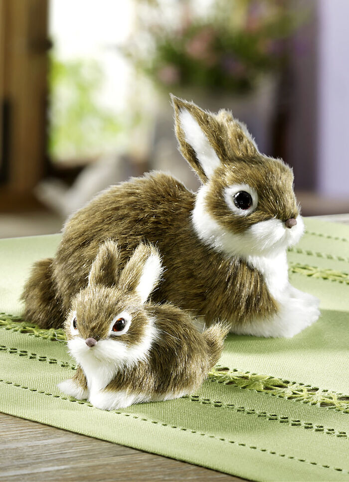 Hasen, 2er-Set, mit weichem Kunstfell DUNKELBRAUN