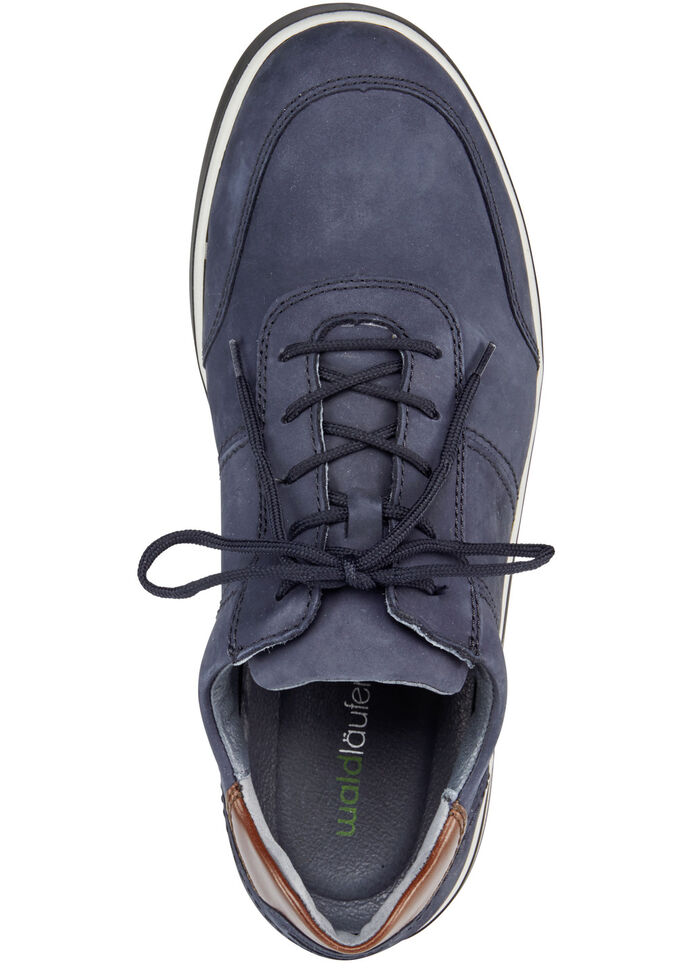 Waldläufer Schnürschuh mit herausnehmbarem Lederfußbett MARINE-BRAUN