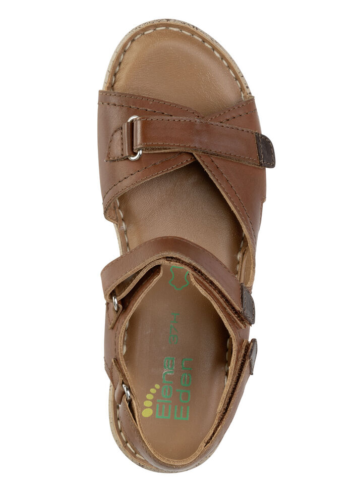 ELENA EDEN Sandale mit Kontrastbesätzen COGNAC