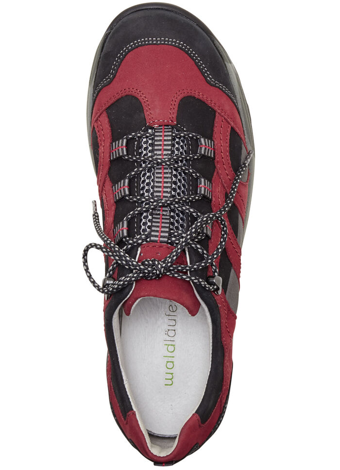 Waldläufer, sportliche Damen-Schnürschuhe, Weite H, mit herausnehmbarem Fussbett GRANATROT-SCHWARZ-GRAU