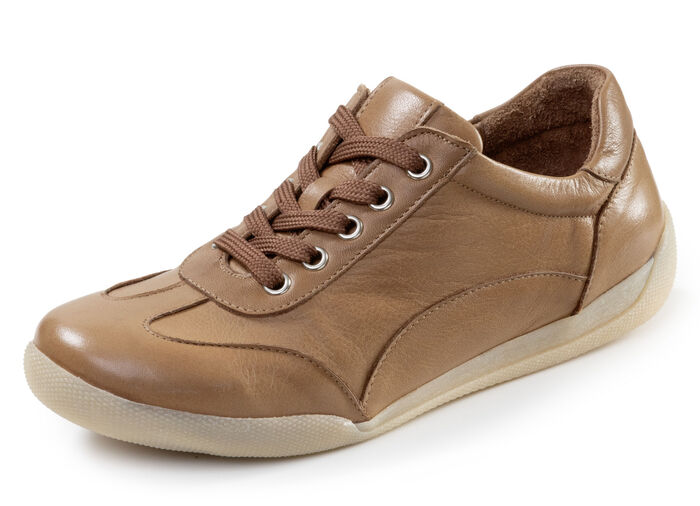 Andrea Conti, bequeme Damen-Sneaker, Weite G, mit herausnehmbarem Fussbett COGNAC