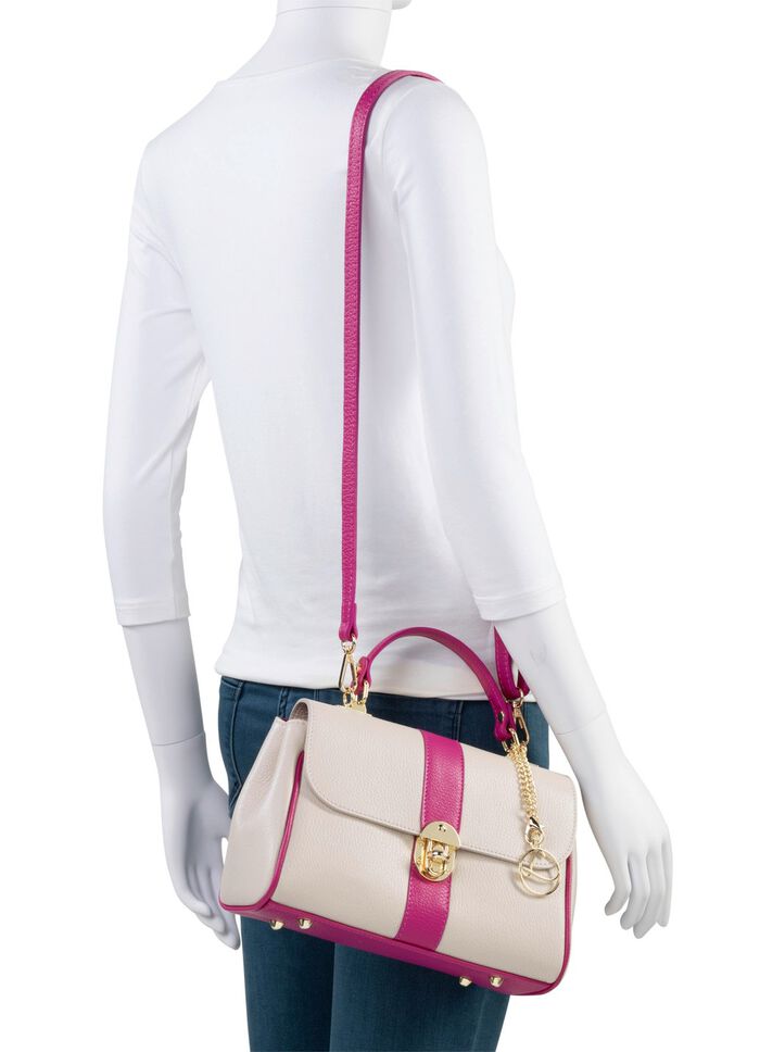 Laurina Tasche aus genarbtem Kalb-Nappaleder BEIGE-PINK