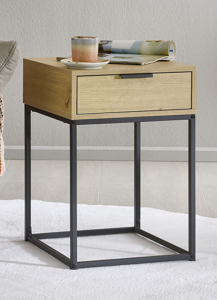 Konsole mit pulverbeschichtetem Stahlrohr-Gestell EICHE-SCHWARZ