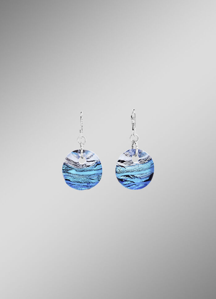 Ohrringe aus Muranoglas in Türkis- und Silbertönen 