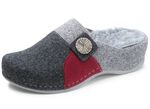 Mubb Pantoffel mit Metallschmuck GRAU-ROT