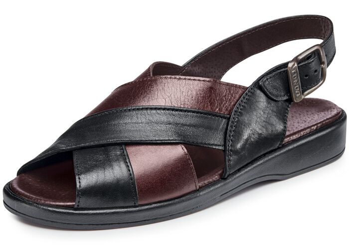  Sandale mit anatomisch geformten Lederfussbett SCHWARZ-BORDEAUX