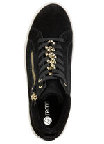 Remonte Bootie mit funkelnder Zierkette an der Schn&uuml;rung SCHWARZ