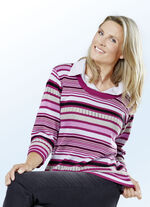 Blusenpullover mit Ringeldessin FUCHSIA-MULTICOLOR