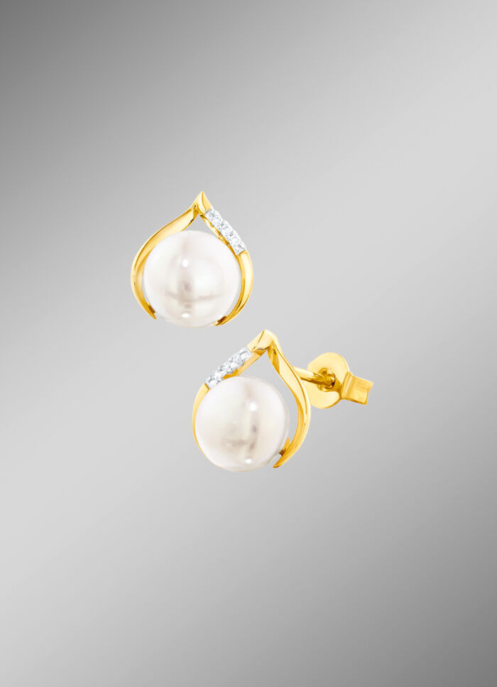 Ohrstecker mit S&uuml;sswasser-Zuchtperlen-Bouton 