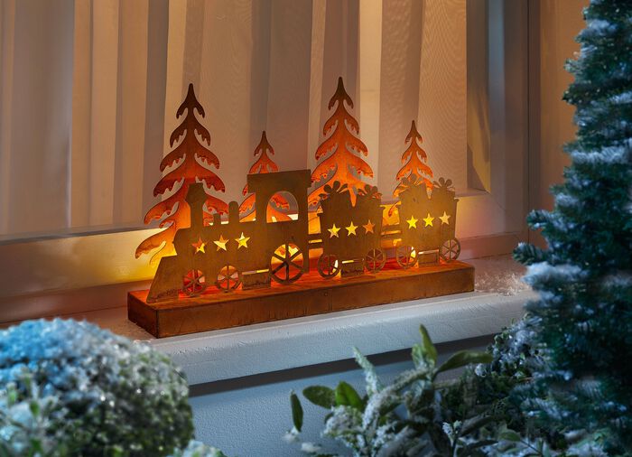 LED-Silhouette &laquo;Weihnachtszug&raquo; aus Metall 