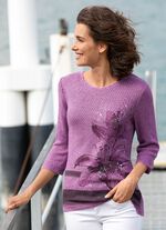 Pullover mit floralem Druck und mit Glitzereffekten PFLAUME-MULTICOLOR
