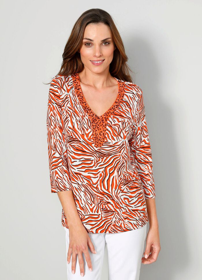 Shirt mit Perlen-Deko am Ausschnitt 