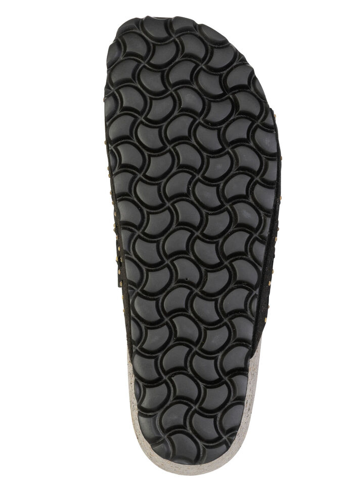 ELENA EDEN, leichte Damen-Pantoletten, Weite G, mit Lederfussbett SCHWARZ