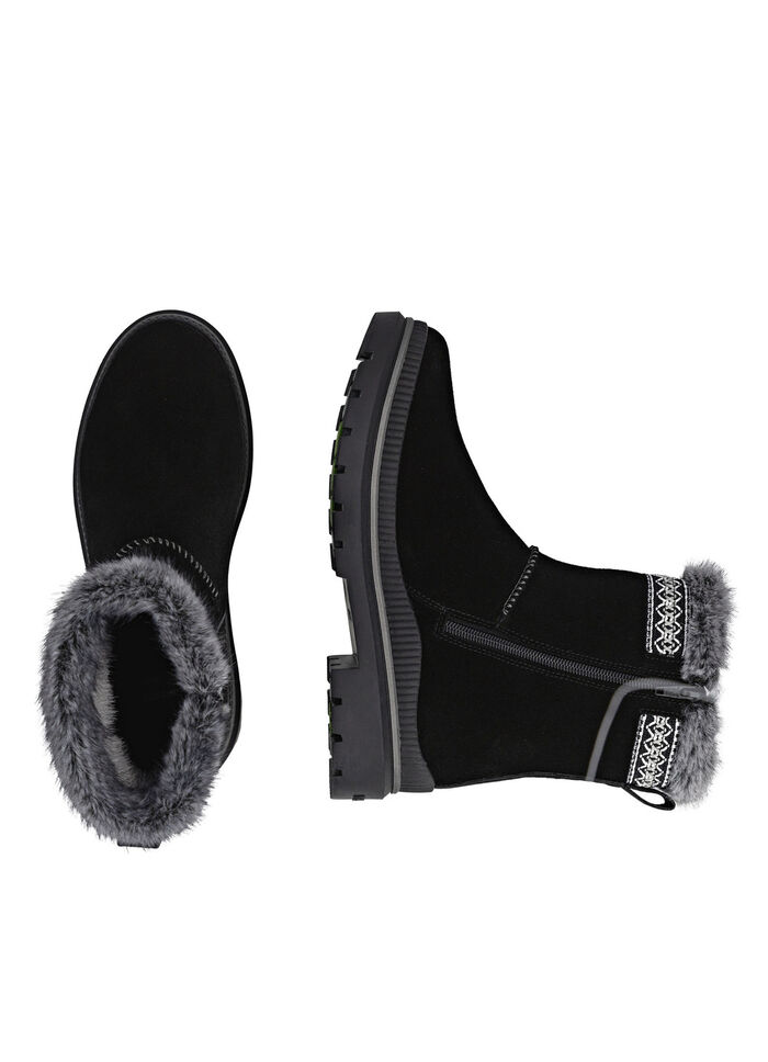 Remonte, gefütterte Damen-Stiefeletten, Winterschuhe, Weite G, mit Lammfell SCHWARZ