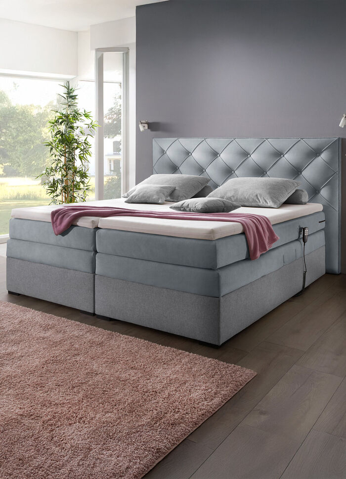Boxspringbett elektrisch verstellbar per Fernbedienung GRAU