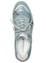 Waldläufer, bequeme Damen-Schnürschuhe, Weite H, mit herausnehmbarem Fussbett BLEU-MATTSILBER