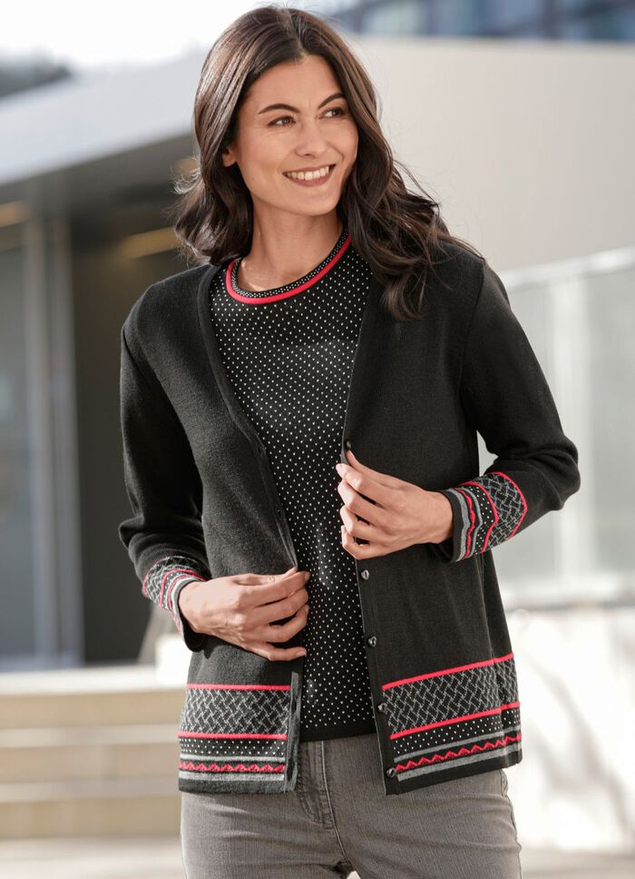 Strick-Twinset mit feinen Dessins 